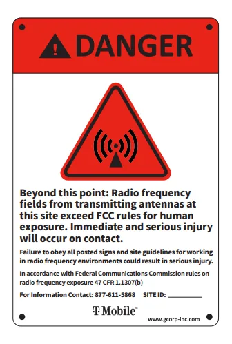Red Danger (NOC) — vertical — T-Mobile RF safety sign