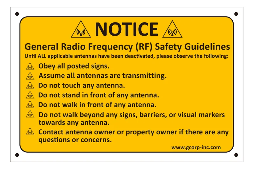 Yellow Guidelines (NOC) — RF safety guidelines — T-Mobile RF safety sign